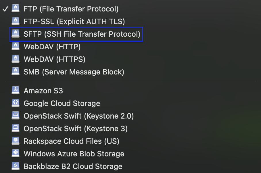 SFTP via CyberDuck